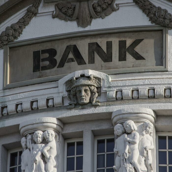 front of a bank