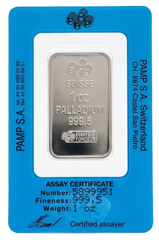 1 ounce palladium Swiss bar 999 pure back