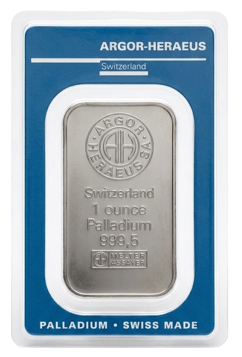 Palladium 1 ounce Swiss Argor Heraeus bar