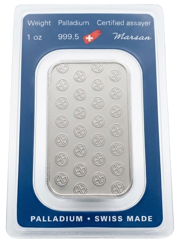Palladium 1 ounce Swiss Argor Heraeus bar back